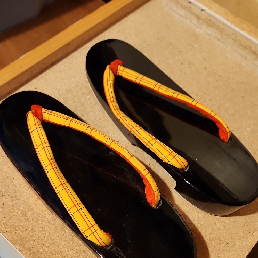 Traditional Black and Orange Women's Sandals